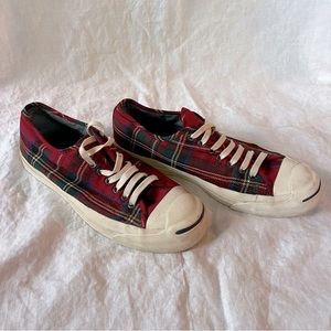 Converse Jack Purcell Red Plaid Size 8